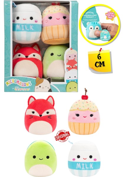 Micromallows Squishmallows Mini Yumuşak Peluş Oyuncak 4 Lü Figür Seti - 6 cm - Model - 4