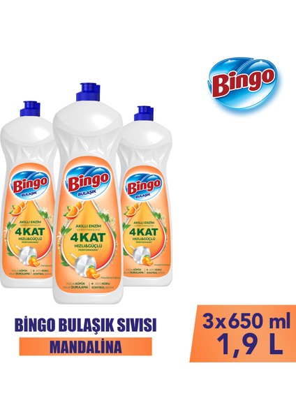 Sıvı Elde Bulaşık Deterjanı Mandalina 650ML x 3 Adet