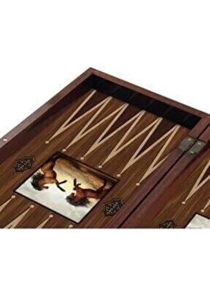 Figürlü Tavla Kahverengi Atlar MDF Kasa ile 2 Oyuncu İçin 16 Parça Oyun Takımı fırsatları