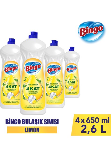 Sıvı Elde Bulaşık Deterjanı Limon 650ML x 4 Adet