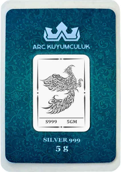 999 Ayar Gümüş ile Tasarlanmış Tavus Kuşu Temalı Hediyeye Özel 5 Gram Gümüş Külçesi-730