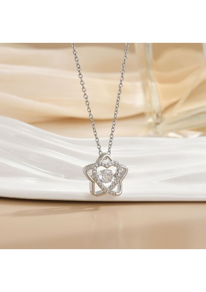 Yeni Basit Titanyum Çelik Kolye Kadın 18K Gül Altın Dört Yapraklı Yonca Kolye Ins Gelgit Net Kırmızı Patlama Modelleri Köprücük Kemiği Zinciri (Yurt Dışından)