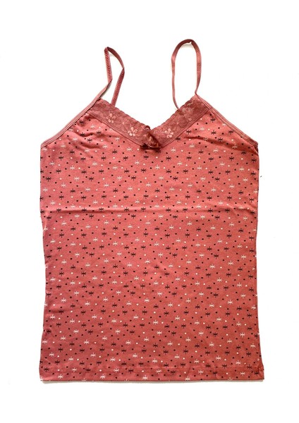 5 Adet Kadın Askılı Desenli Atlet Dantelli Empirme Pamuklu Penye D1-5 modelleri