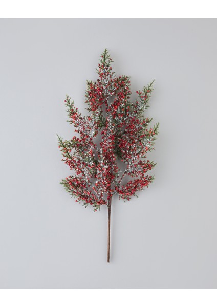 Cedar Tek Dal Yapay Çiçek 61 cm Kırmızı - Yeşil