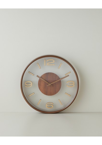 Cara Duvar Saati 30 cm Koyu Krem