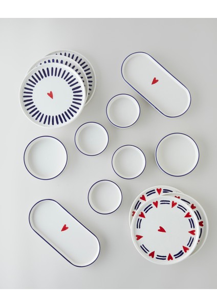 Amora Seramik Kahvaltı Takımı 14 Parça 6 Kişilik Lacivert-Kırmızı fiyatları