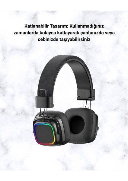 Bfs Bluetooth 5.3 Rainbow Işıklı Kulak Üstü Kablosuz Kulaklık