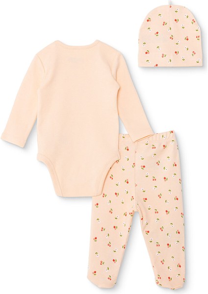 Kız Bebek Yenidoğan Body-Patikli Alt-Şapka Interlok Bisiklet Yaka Uzun Kol Patikli Paça fiyatları