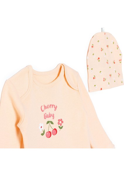 Kız Bebek Yenidoğan Body-Patikli Alt-Şapka Interlok Bisiklet Yaka Uzun Kol Patikli Paça modelleri