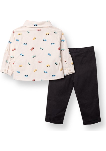 Erkek Bebek Gömlek-Pantolon Poplin Gömlek Yaka Uzun Kol Reçme Paça fiyatları