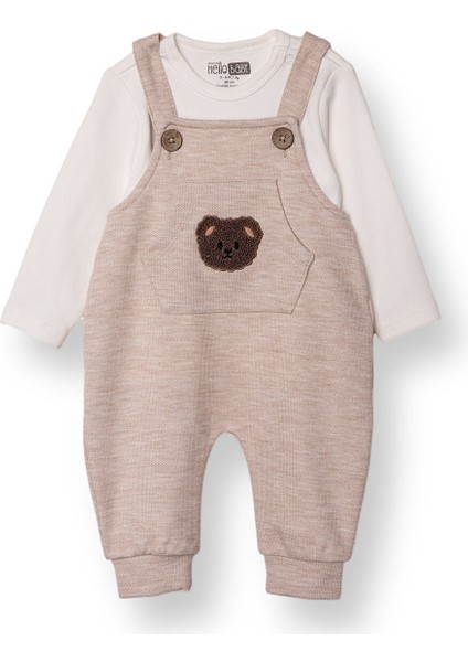 Unisex Yenidoğan Salopet-Sweatshirt Interlok Bisiklet Yaka Uzun Kol Patiksiz Yaka