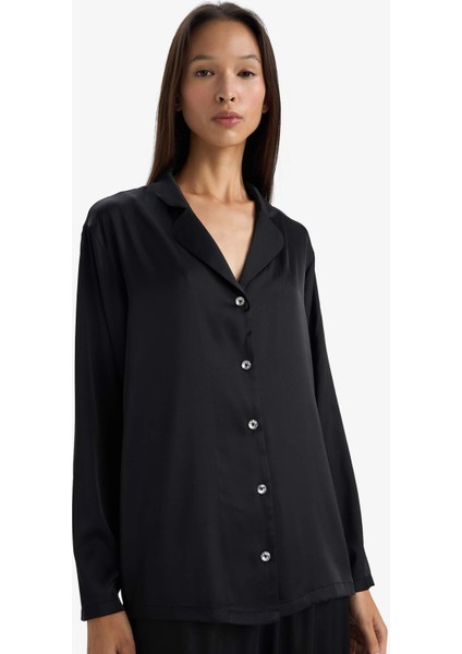 Pijama Takımı Regular Fit Saten Uzun Kollu Üst Uzun Alt-Fall In LOVE G1548AX25WN modelleri