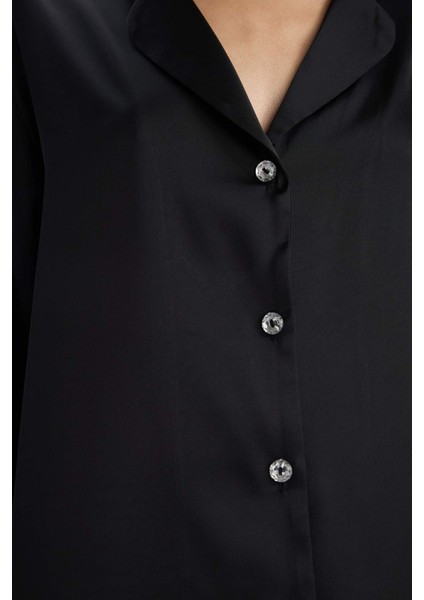 Pijama Takımı Regular Fit Saten Uzun Kollu Üst Uzun Alt-Fall In LOVE G1548AX25WN fırsatları