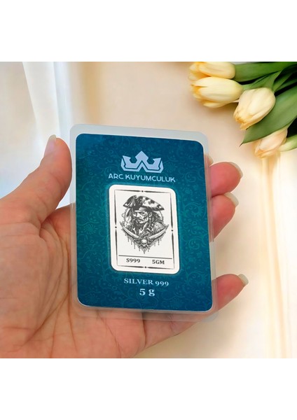 Jack Sparrow Temalı 999 Ayar Gümüş ile Tasarlanmış Hediyeye Özel 5 Gram Gümüş Külçesi-732 fiyatları