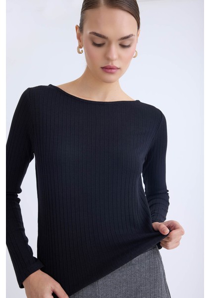 Kayık Yaka Uzun Kol Bluz modelleri