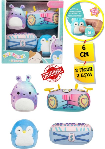 Micromallows Squishmallows Mini Yumuşak Peluş Oyuncak 2 Figür + 2 Aksesuar Figür Seti - 6 cm - Mod-2