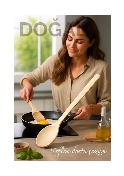 Doğal Gürgen Ahşap Servis Kaşığı – 20 Cm, Ergonomik ve Dayanıklı Mutfak Yardımcısı