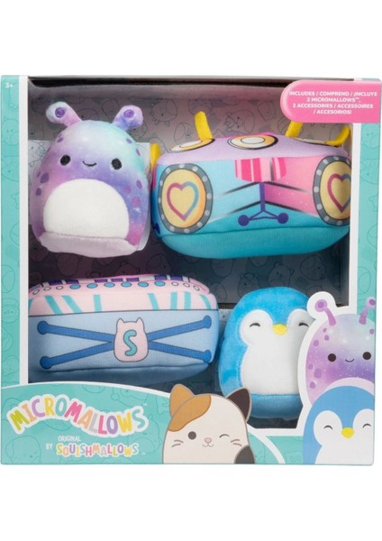 Micromallows Squishmallows Mini Yumuşak Peluş Oyuncak 2 Figür + 2 Aksesuar Figür Seti - 6 cm - Mod-2 fırsatları