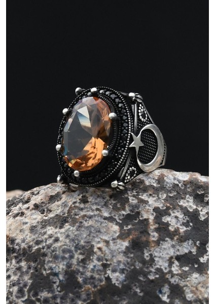 Ay Yıldızlı - Ay Yıldız Zultanit Taşlı 925 Ayar Gümüş Erkek Yüzük 902348 fiyatları