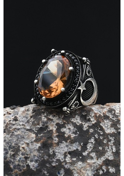 Ay Yıldızlı - Ay Yıldız Zultanit Taşlı 925 Ayar Gümüş Erkek Yüzük 902348 modelleri