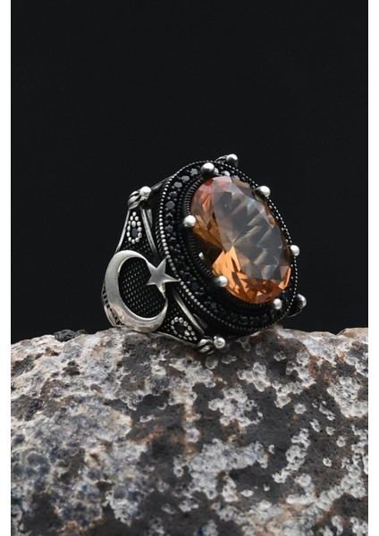 Ay Yıldızlı - Ay Yıldız Zultanit Taşlı 925 Ayar Gümüş Erkek Yüzük 902348 fırsatları