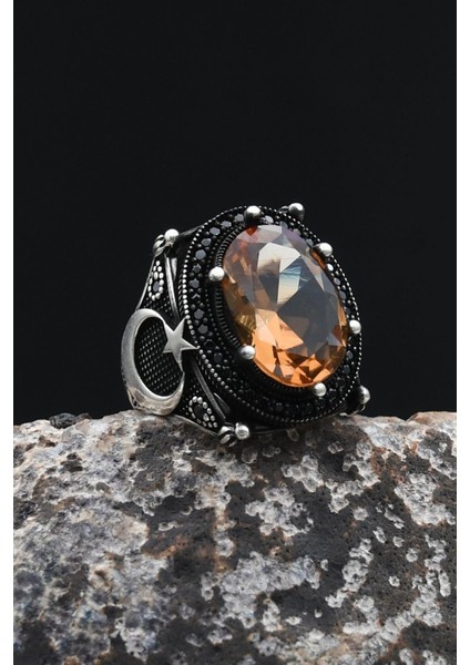 Ay Yıldızlı - Ay Yıldız Zultanit Taşlı 925 Ayar Gümüş Erkek Yüzük 902348 indirimleri