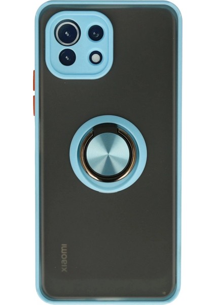 Xiaomi Mi 11 Lite Kılıf Montreal Yüzüklü Silikon Kapak - Buz Mavi (K95)