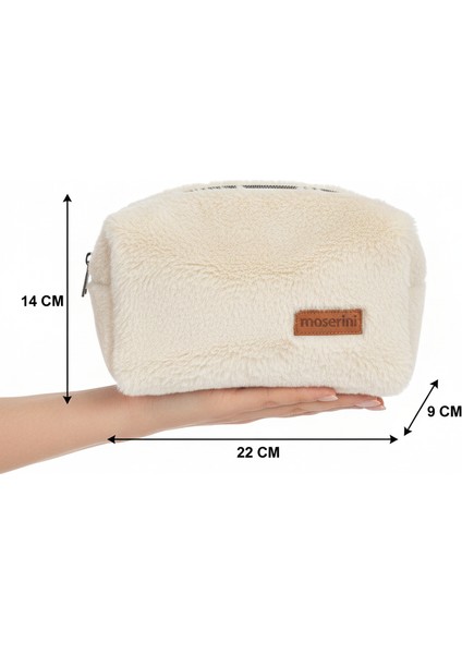 Krem Yumuşak Peluş Makyaj Çantası – Kadınlar İçin Büyük Boy XL Seyahat Kozmetik Düzenleyici, Çok Amaçlı Kaliteli Astar indirimleri