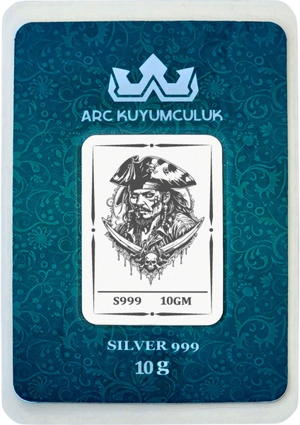 999 Ayar Gümüş ile Üretilmiş Jack Sparrow Temalı Hediyeye Özel 10 Gram Gümüş Külçesi-732