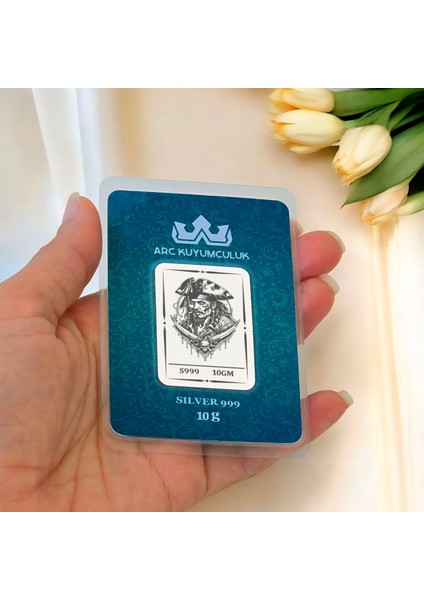 999 Ayar Gümüş ile Üretilmiş Jack Sparrow Temalı Hediyeye Özel 10 Gram Gümüş Külçesi-732 fiyatları