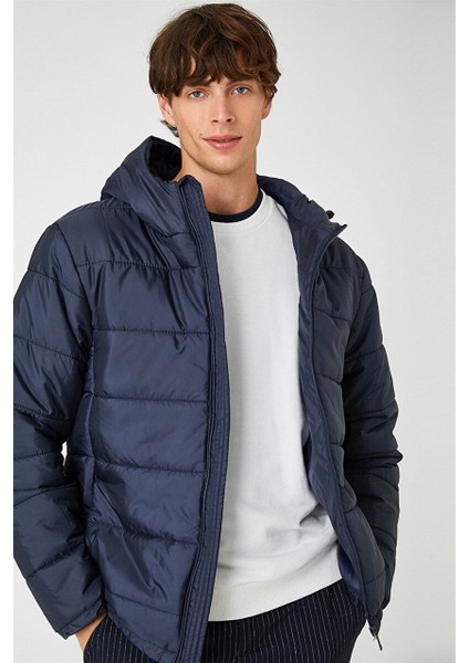 3WAM20039HW Lacivert 705 Erkek Polyester Outerwear Anorak Mont