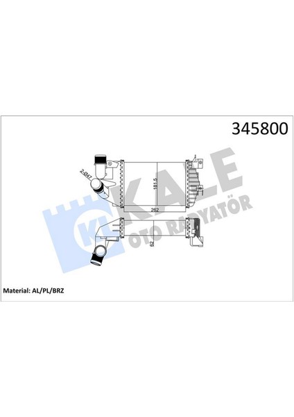 Mtxdpn Turbo Radyatörü Intercooler Astra H-Zafira Al/pl/brz 262X181.5X62
