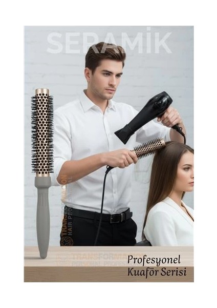 Profesyonel Kuaför 40 mm Ceramic Ionic Nano Fön Fırçası – 32 cm Uzunluk, Profesyonel Kuaför Serisi