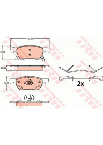 Mtxdpn Ön Balata Astra K 15 16 Inc 155.2X62.3X19.5