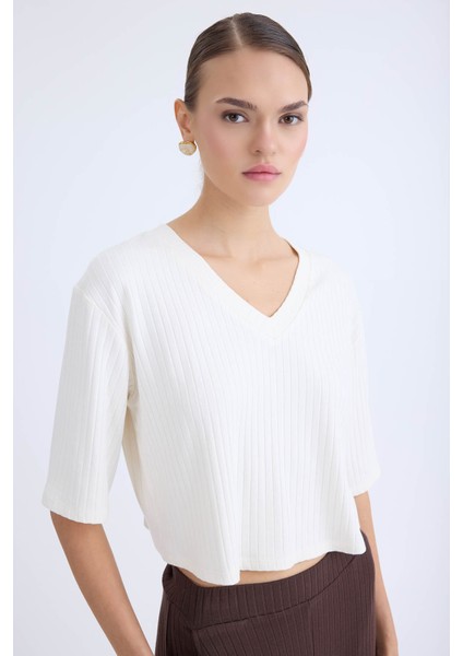 V Yaka Kısa Kol Bluz fiyatları