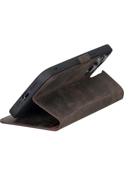 Apple iPhone 13 Pro Max Uyumlu Deri Cüzdanlı Kılıf Acı Kahve fırsatları