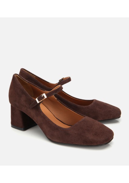01AYH317660A480 KADIN Süet Deri Mary Jane Kahverengi Kalın Topuklu Ayakkabı fiyatları
