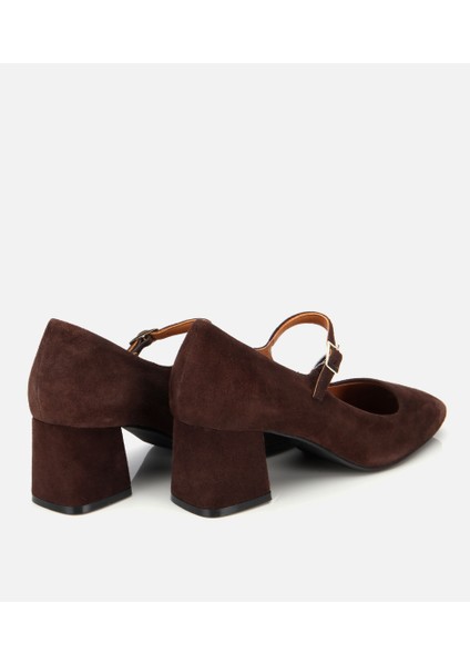 01AYH317660A480 KADIN Süet Deri Mary Jane Kahverengi Kalın Topuklu Ayakkabı fırsatları