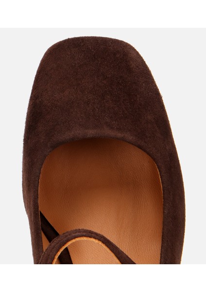 01AYH317660A480 KADIN Süet Deri Mary Jane Kahverengi Kalın Topuklu Ayakkabı indirimleri