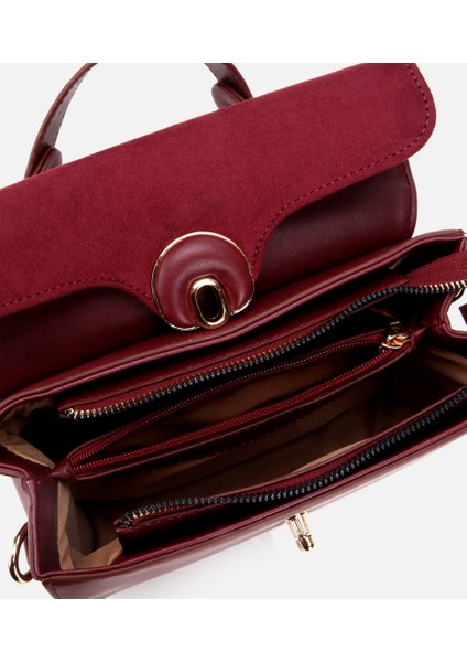 03CAH317140A780 KADIN Bordo Kilit Detaylı Omuz Çantası