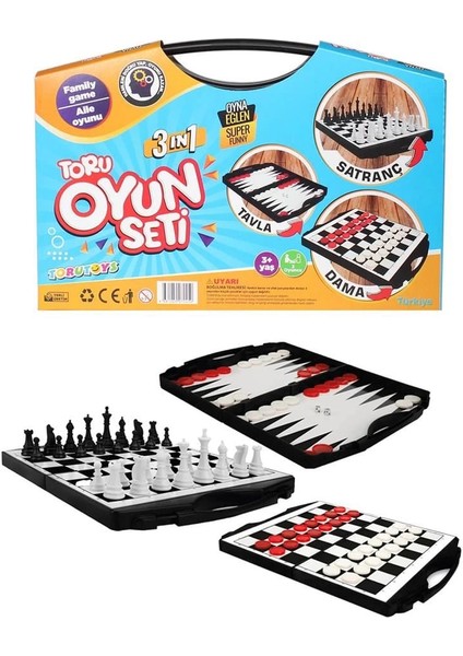 Toru 3 In 1 Çantalı Oyun Seti Satranç-Dama-Tavla modelleri