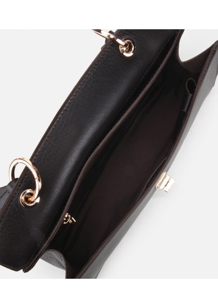 03CAH316340A480 KADIN Deri Kahverengi Kilit Detaylı Omuz Çantası