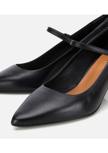 01AYH317720A100 KADIN Deri Mary Jane Siyah Ince Bantlı Stiletto modelleri