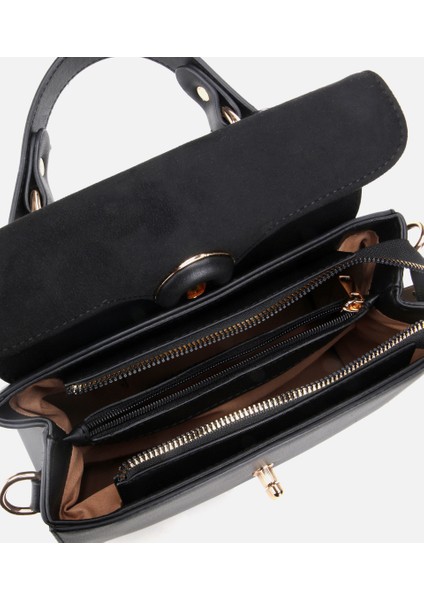 03CAH317140A100 KADIN Siyah Kilit Detaylı Omuz Çantası