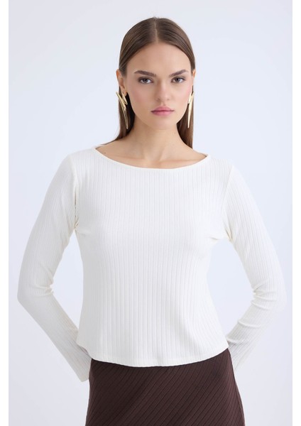 Kayık Yaka Uzun Kol Bluz modelleri