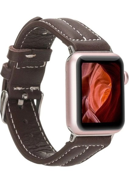 Apple Watch Uyumlu Deri Kordon 42-44-45MM Nm3-As3 Kahve