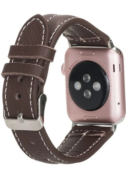 Apple Watch Uyumlu Deri Kordon 42-44-45MM Nm3-As3 Kahve fiyatları