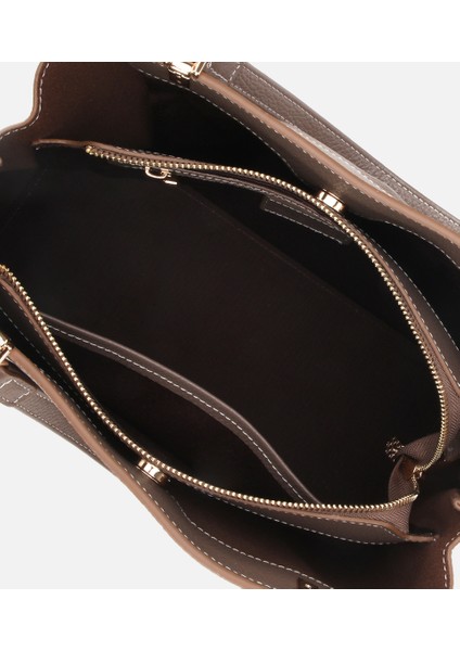 03CAH316700A450 KADIN Deri Vizon Fermuarlı Omuz Çantası