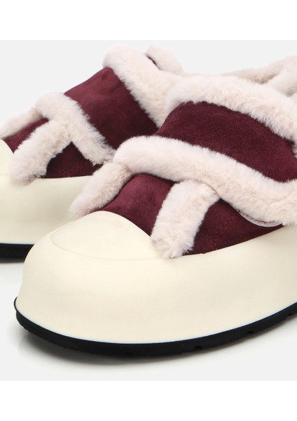 01AYH316800A780 KADIN Süet Deri Bordo Içi Kürklü Kalın Bantlı Spor Ayakkabı modelleri