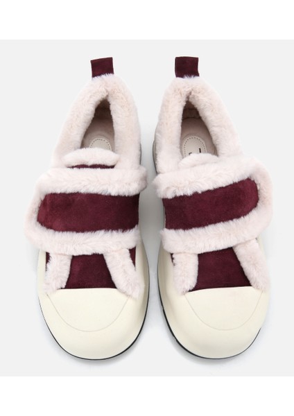 01AYH316800A780 KADIN Süet Deri Bordo Içi Kürklü Kalın Bantlı Spor Ayakkabı